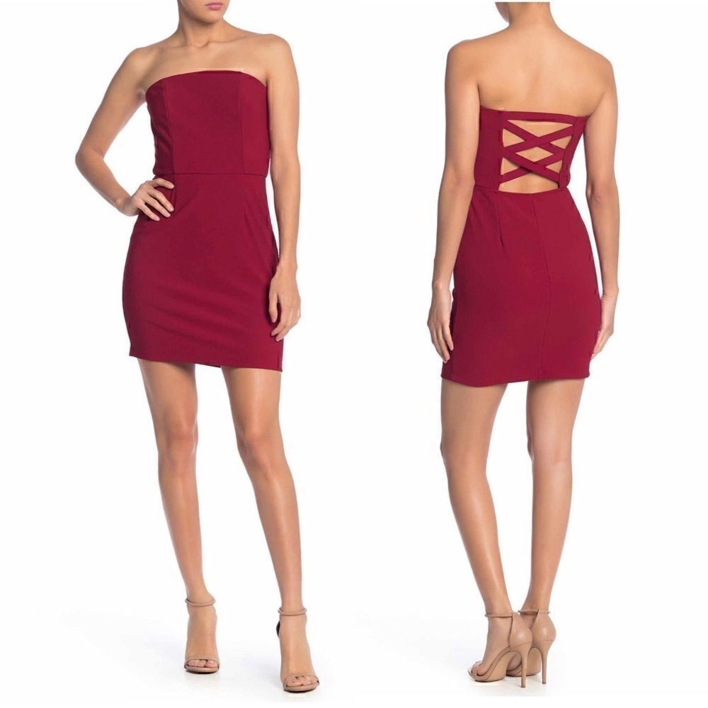 Kenedik | Strapless X Back Bodycon Dress | Medium